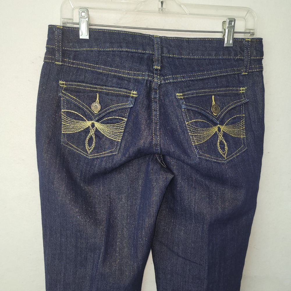 GITANO Vintage Jeans Women 8 Dark Wash Bootcut Gold Sparkle Embroidered Pockets‎